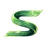 Softron brand mark: three-dimensional green S